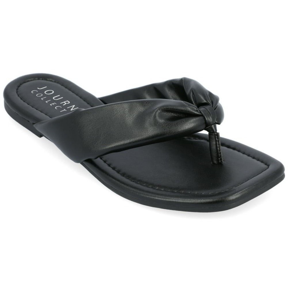 Journee Collection Kyleen Tru Comfort Black Foam Flip Flop Puff sandals